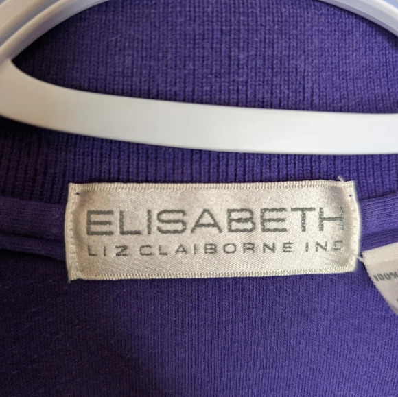 Vintage Elisabeth Liz Colborne Purple Long Sleeve 1/4 Button Down Sweater Size 2 - Picture 3 of 7